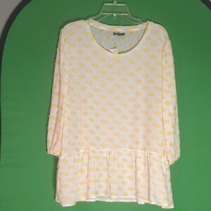 Versona White and Yellow Patterned Blouse